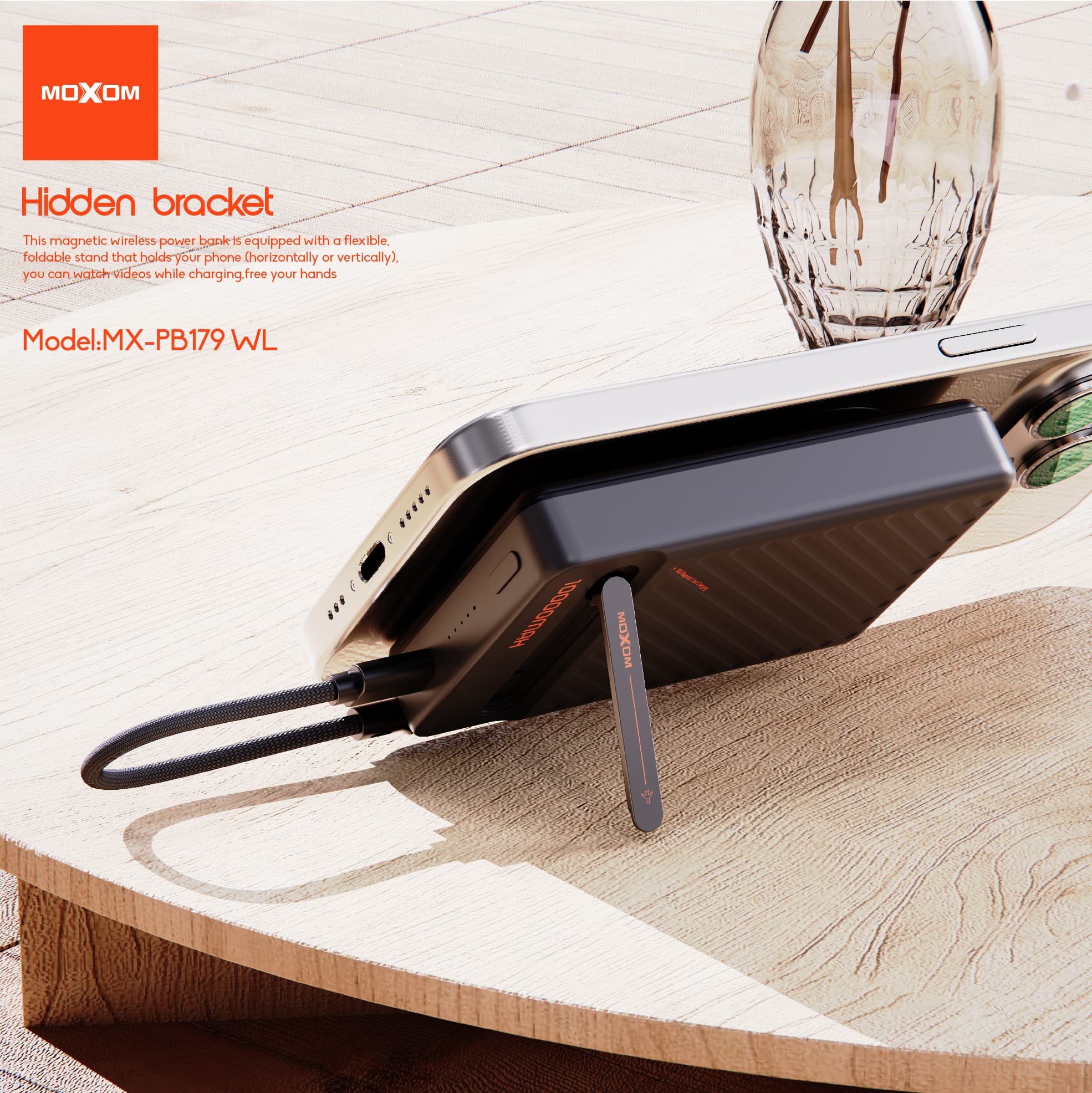 MOXOM MX-PB179 WL 10000mAh Magnetic Wireless Powerbank (PD 20W + 15W) — image 4