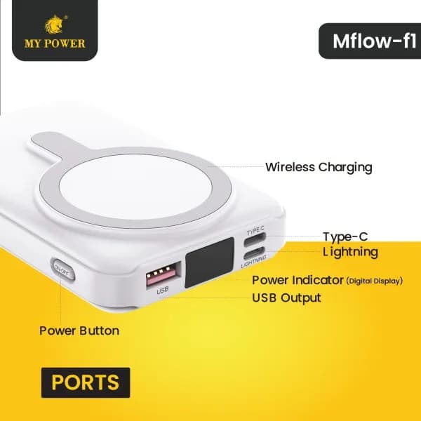 My Power Mflow F1 10000mAh Magnetic Wireless Powerbank With Attached Cable And Stand — image 2