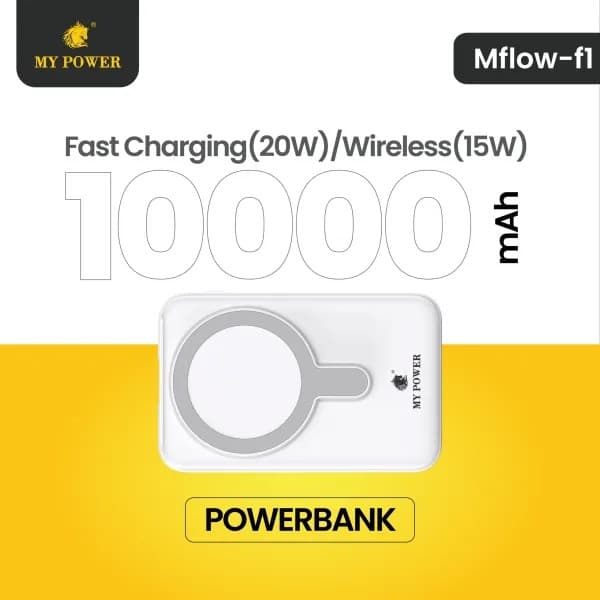My Power Mflow F1 10000mAh Magnetic Wireless Powerbank With Attached Cable And Stand — image 3