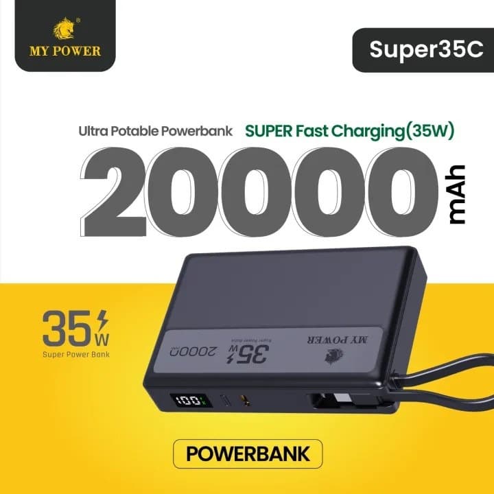 Mypower Super35C 35 Watt 20000mAh Portable Powerbank Dual Port Triple Output Fast Charging — image 2