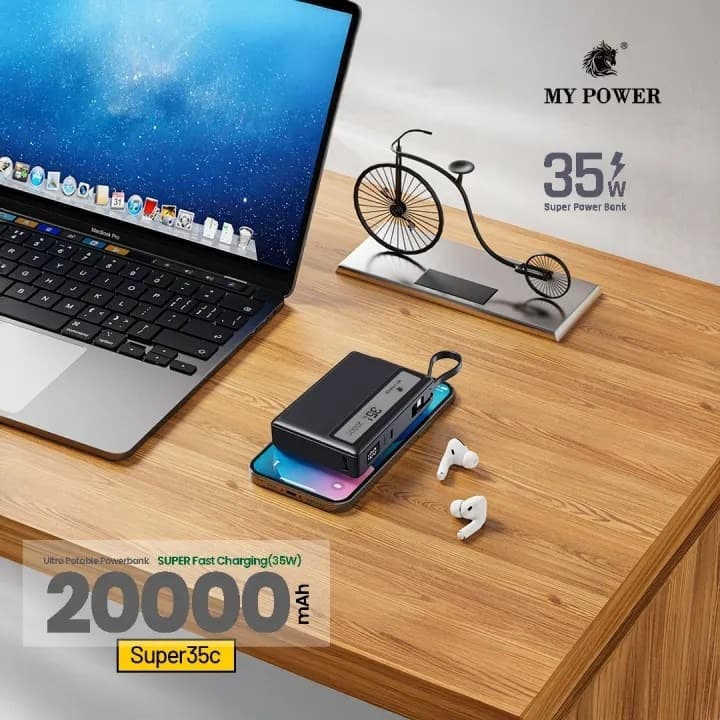 Mypower Super35C 35 Watt 20000mAh Portable Powerbank Dual Port Triple Output Fast Charging — image 3