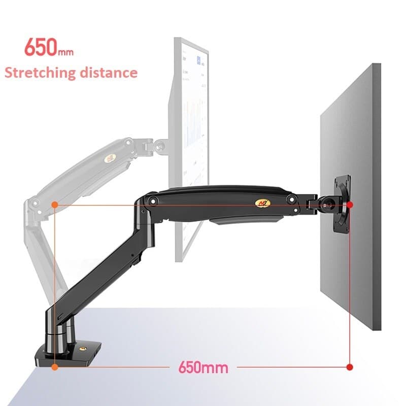 NB North Bayou F195A Full Motion Dual LCD LED Monitor Mount Gas Spring Arm — image 4