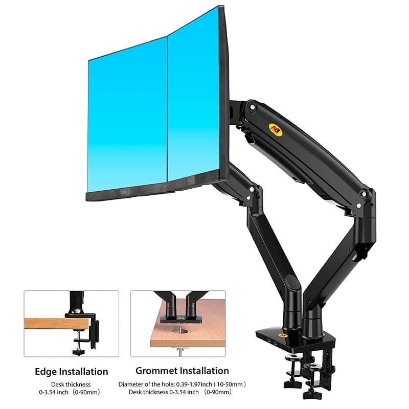 NB North Bayou F195A Full Motion Dual LCD LED Monitor Mount Gas Spring Arm — image 3