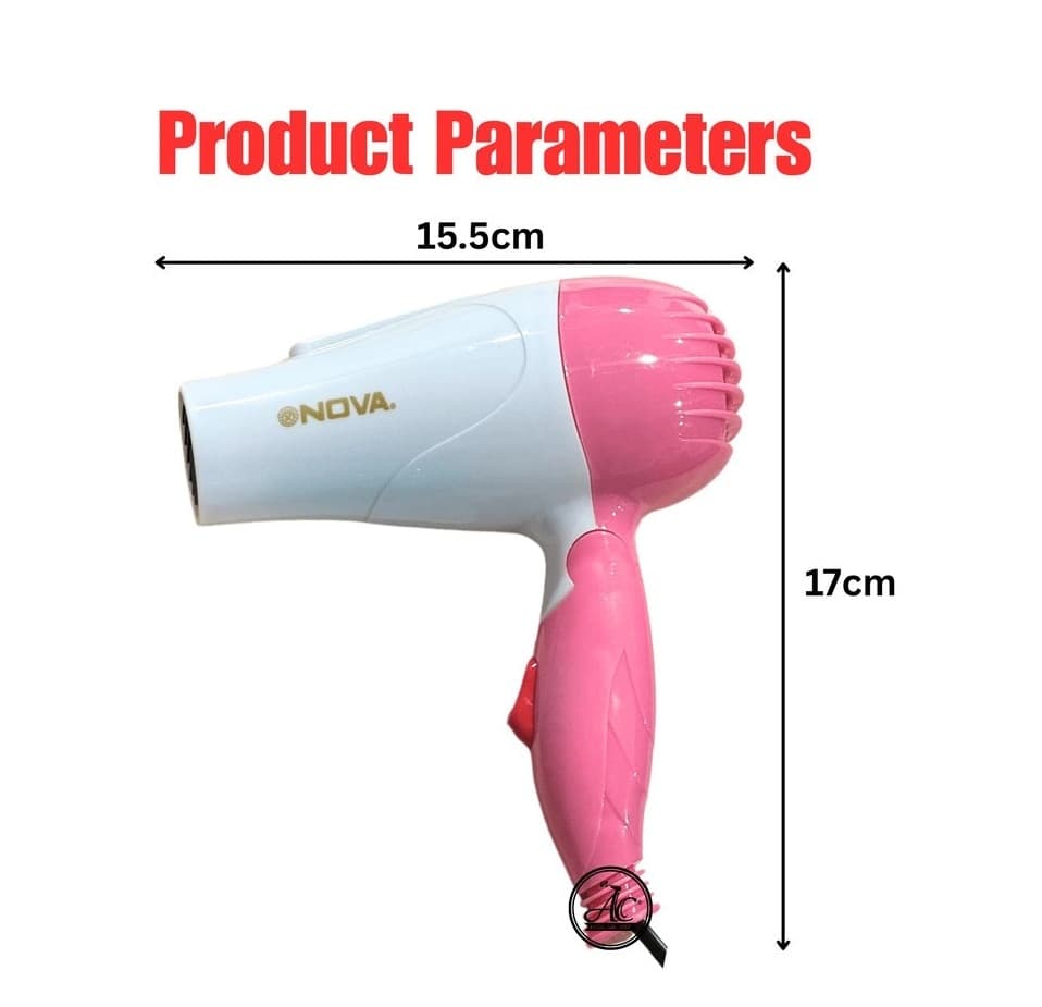 NOVA N658 Mini Foldable Low-Watt Hair Dryer – Pink — image 4