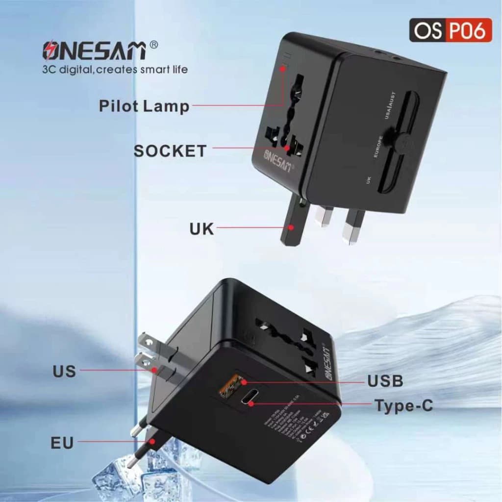Onesam OS P06 Universal Travel Adapter PD + USB Port Fast Charging — image 4