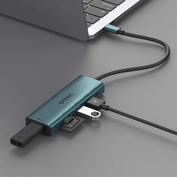 Onten UC120 6 In 1 USB-C To SD / TF Card Reader With 3-Ports USB HUB & 5V Input — image 2