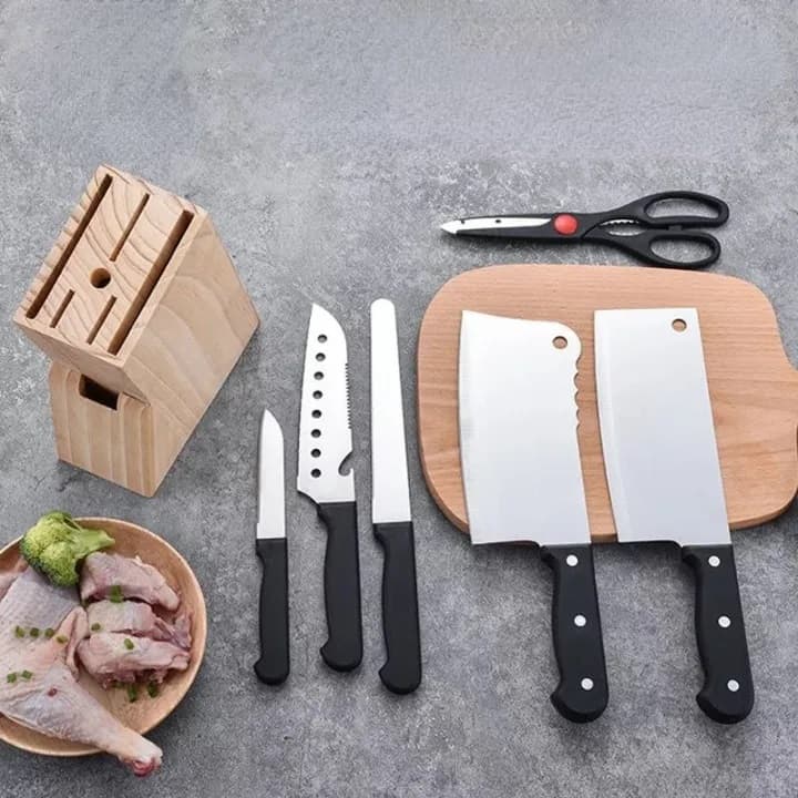 Professional Kitchen Knife Set 7 Pc With Wooden Block Stand — image 2