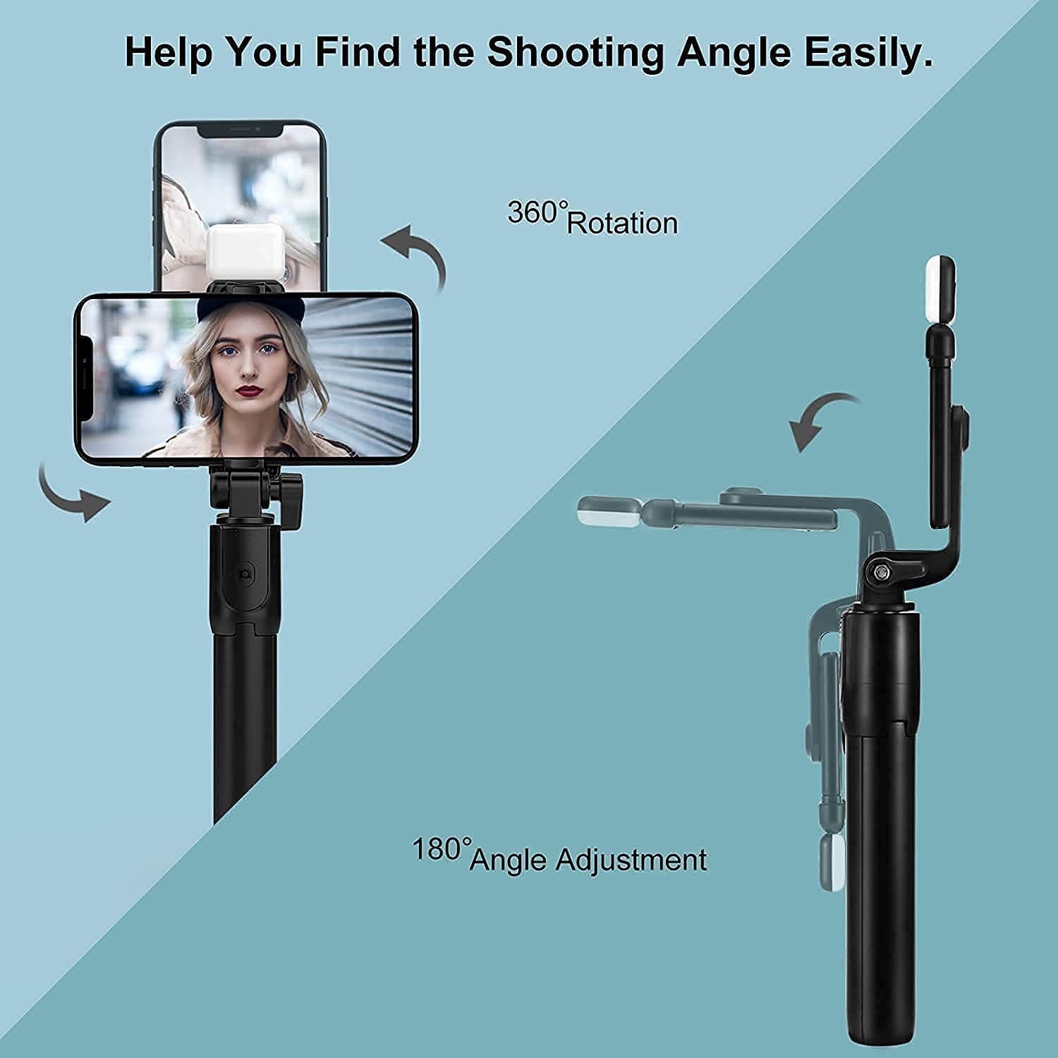 R1S Selfie Stick Tripod With Bluetooth Remote And Selfie Light — image 4