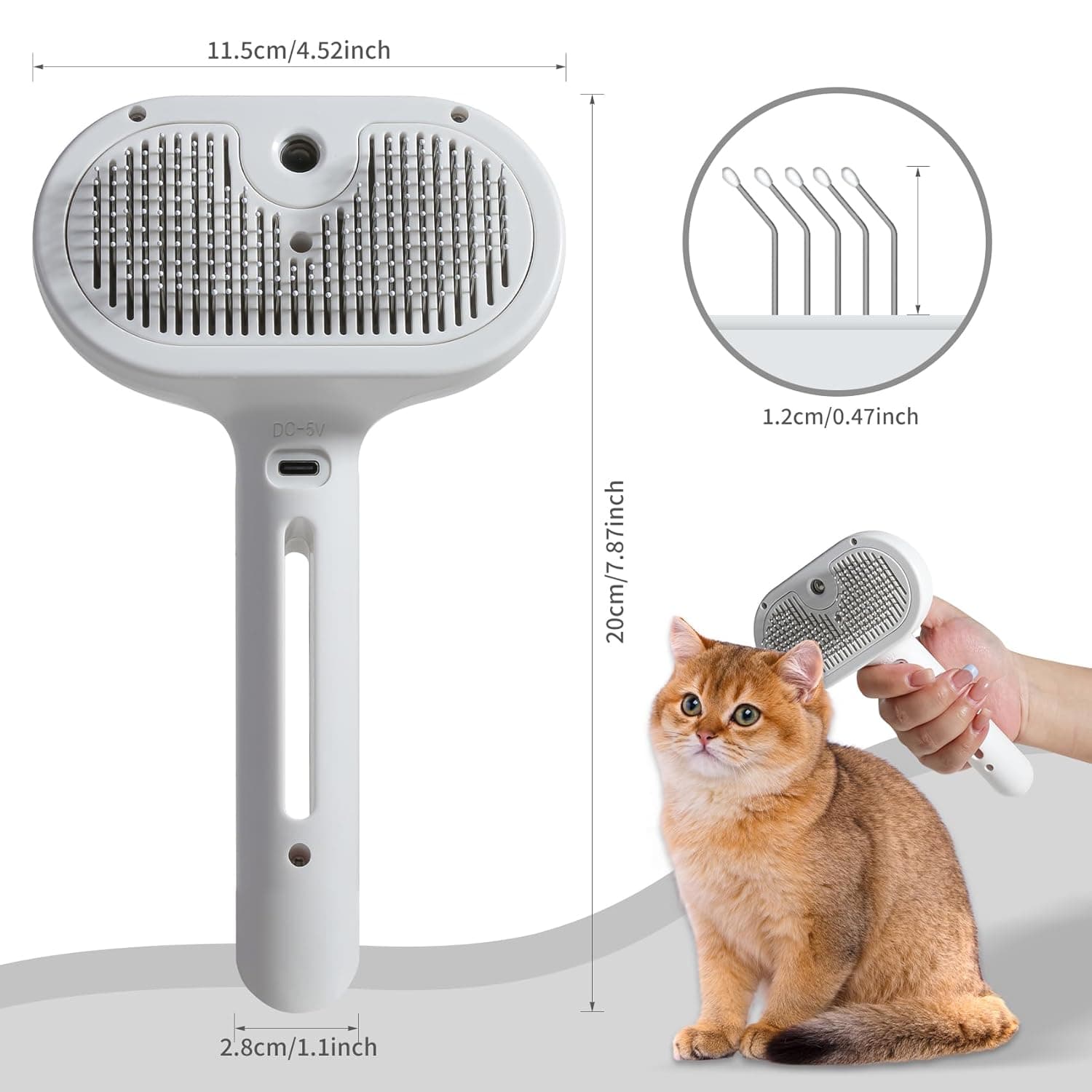Rechargeable Pet Grooming Brush Comb For Shedding With Water Spray For Cats And Dogs — image 4