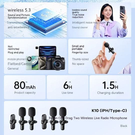 Remax K10 Creative Lifestyle Ryusic Series Double Mic Steam Wireless Microphone — image 2