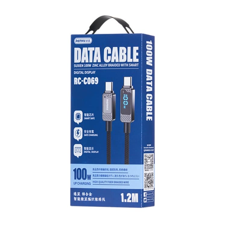 Remax RC-C069 1.2m 100W Type-C To Type-C Digital Display Braided Fast Charging Cable — image 4