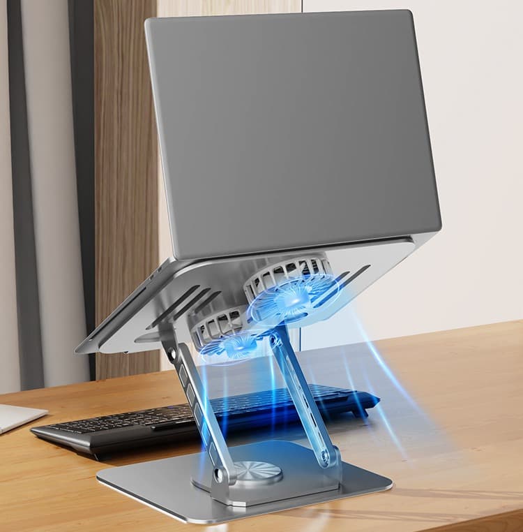 Sturdy Aluminum 360° Rotation Ergonomic Laptop Stand Cooler Height Adjustment & Anti-Slip Pads — image 3