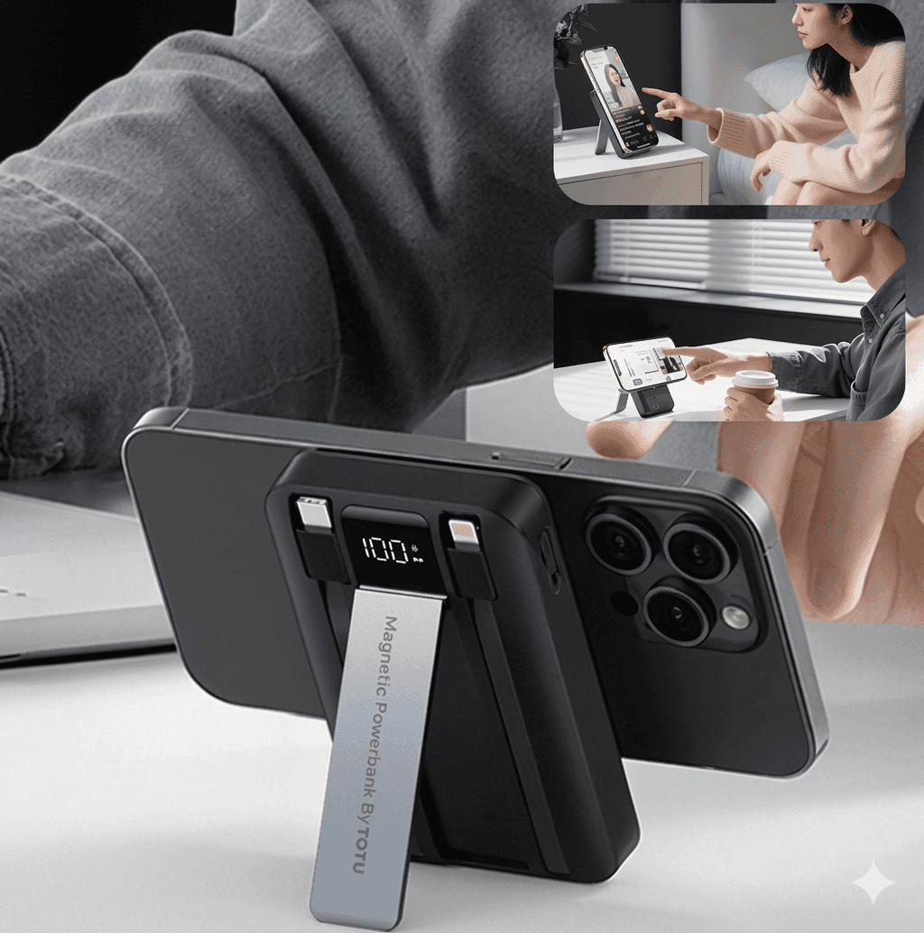 TOTU PB1019 Magnetic Powerbank 10000mAh Fast Charging Stand With Cable — image 4