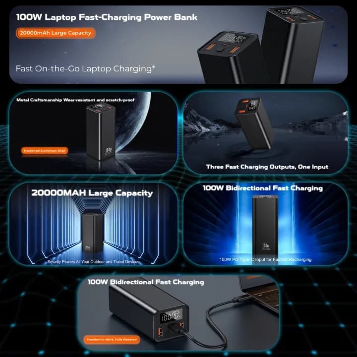 Ultima 20K Ultra Max 100W 20000mAh Power Bank - Full Metal Body, LED Display, PD & QC 3.0 — image 6