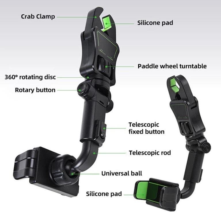 Universal Car Rearview 360° Rotating Mobile Phone Holder Mount — image 2