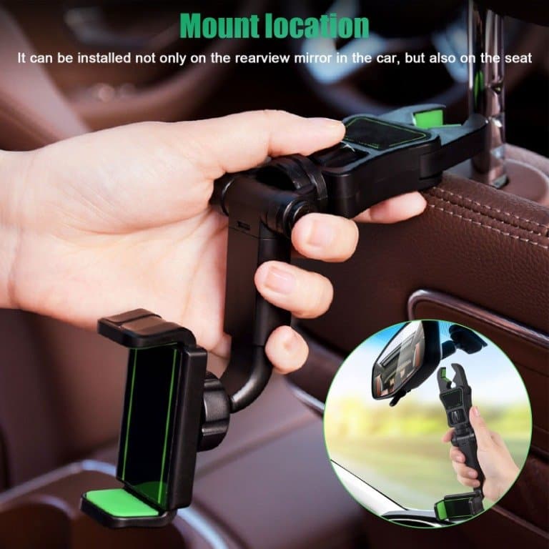 Universal Car Rearview 360° Rotating Mobile Phone Holder Mount — image 3