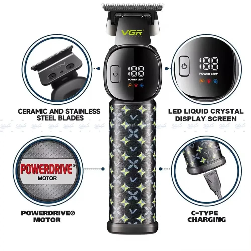 VGR V-185 Hair Cutting Machine Cordless LED Display Professional Trimmer for Men — image 3