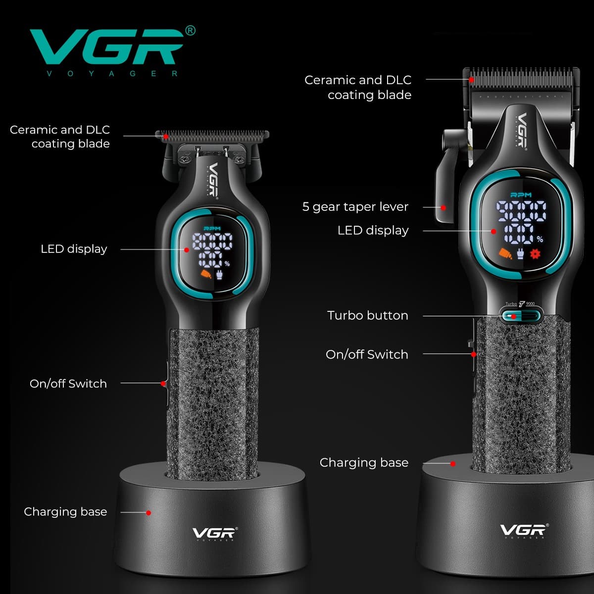VGR V‑886S2 Professional Clipper & Trimmer Set — image 3