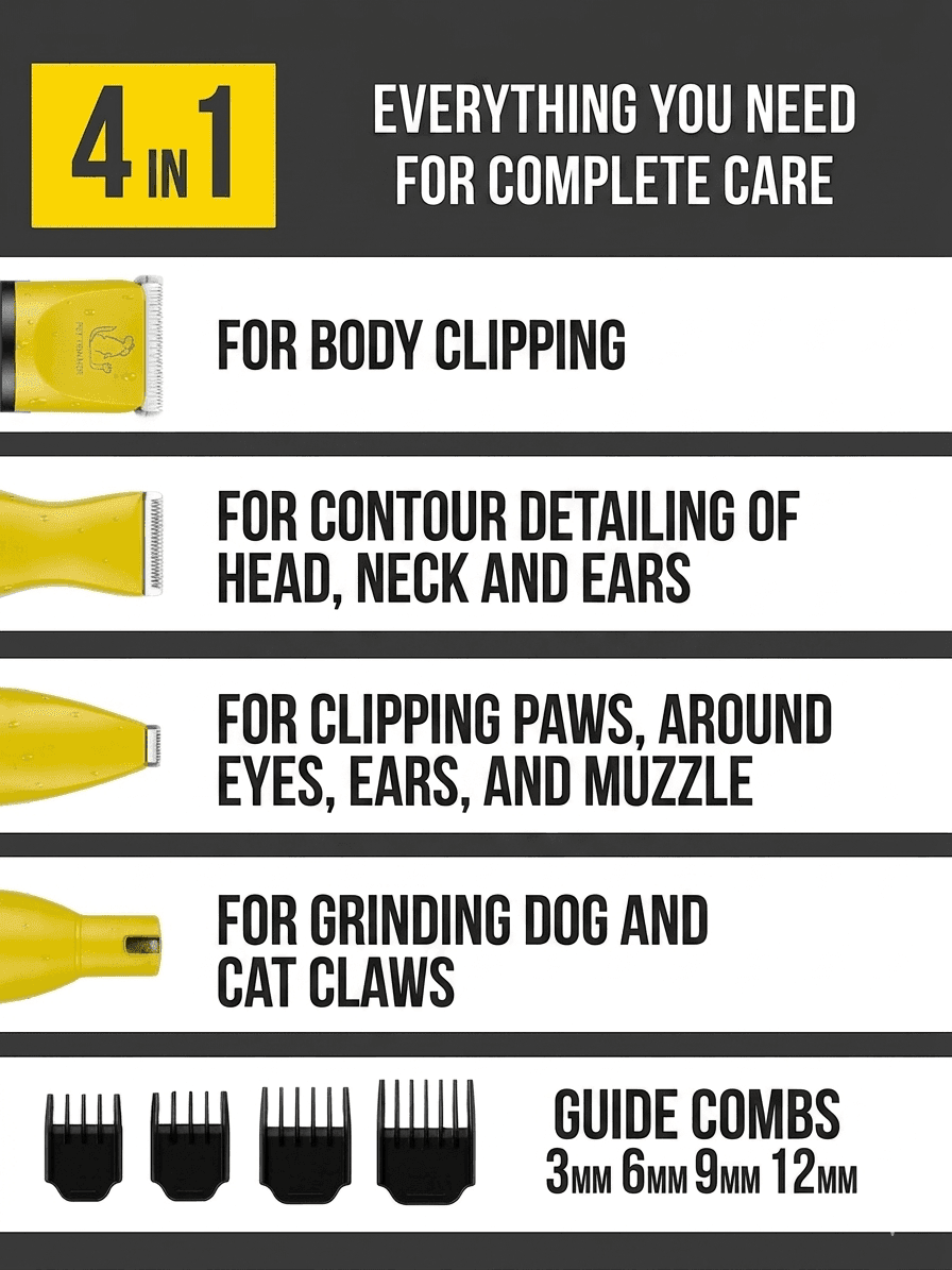 VGR V204 4-in-1 Wireless Pet Grooming Clipper (Dogs And Cats) — image 4