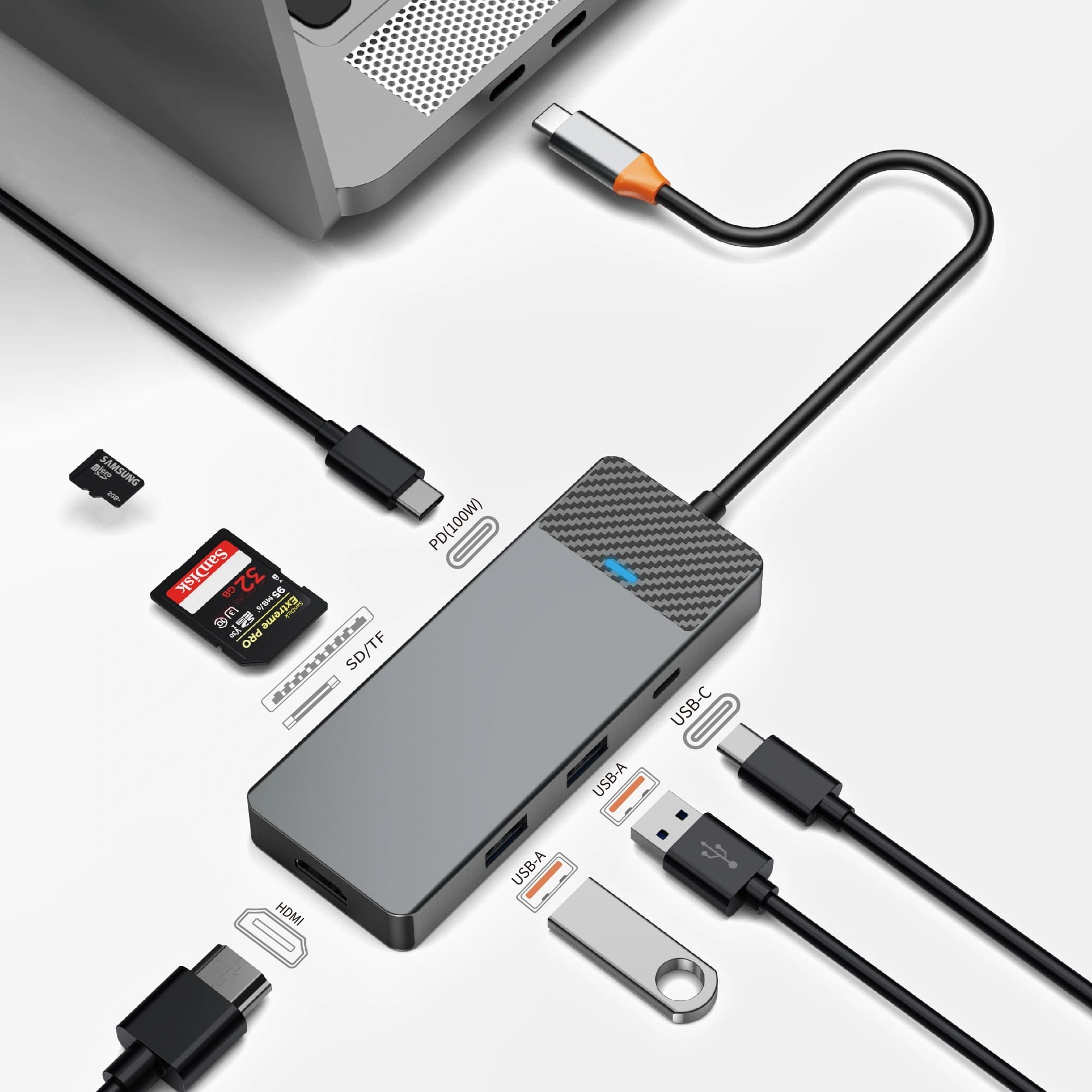WiWU Linker 721 7 In 1 USB-C Hub Adapter Aluminum Alloy 100W PD + 4K HDMI — image 3