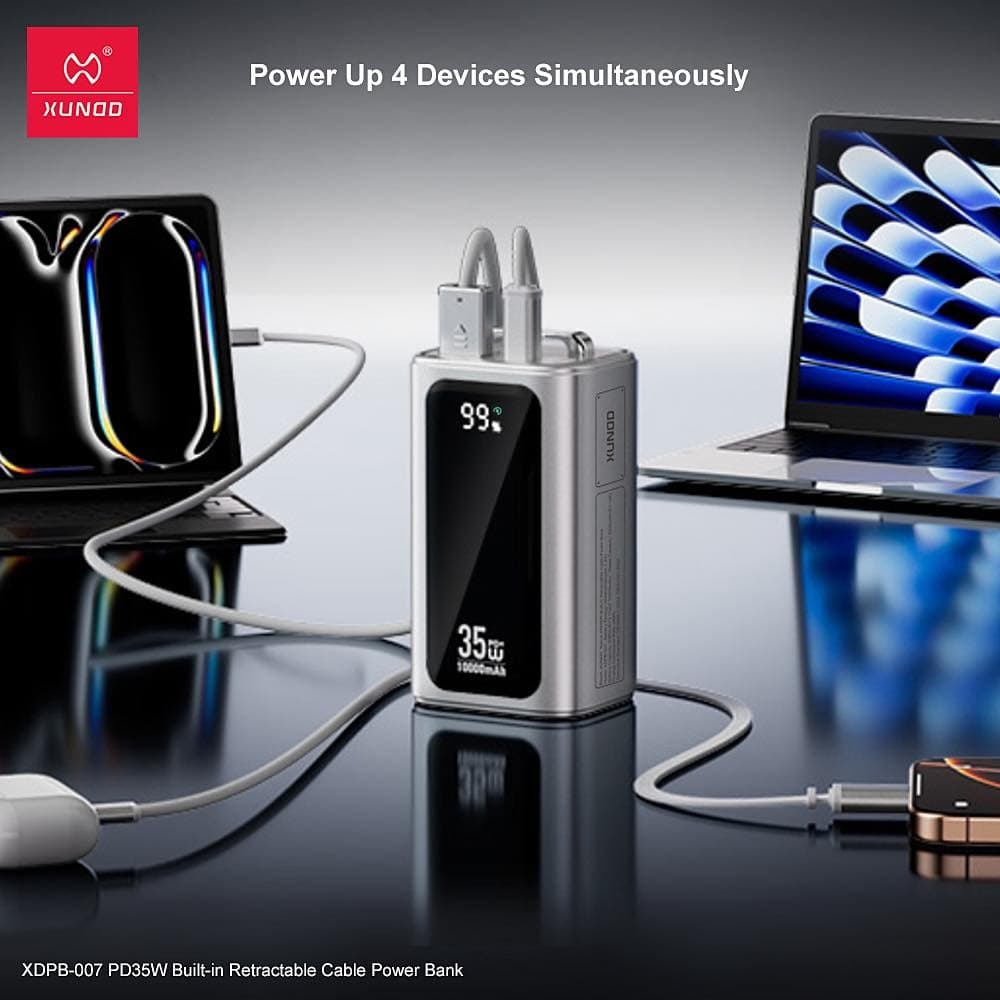 Xundd XDPB-007 10,000mAh PD 35W Compact Power Bank With Retractable Cable — image 5