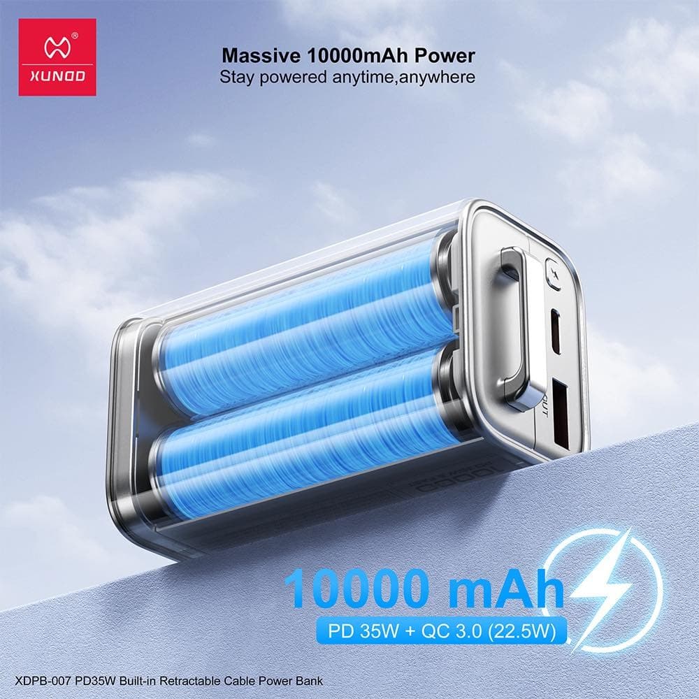 Xundd XDPB-007 10,000mAh PD 35W Compact Power Bank With Retractable Cable — image 4