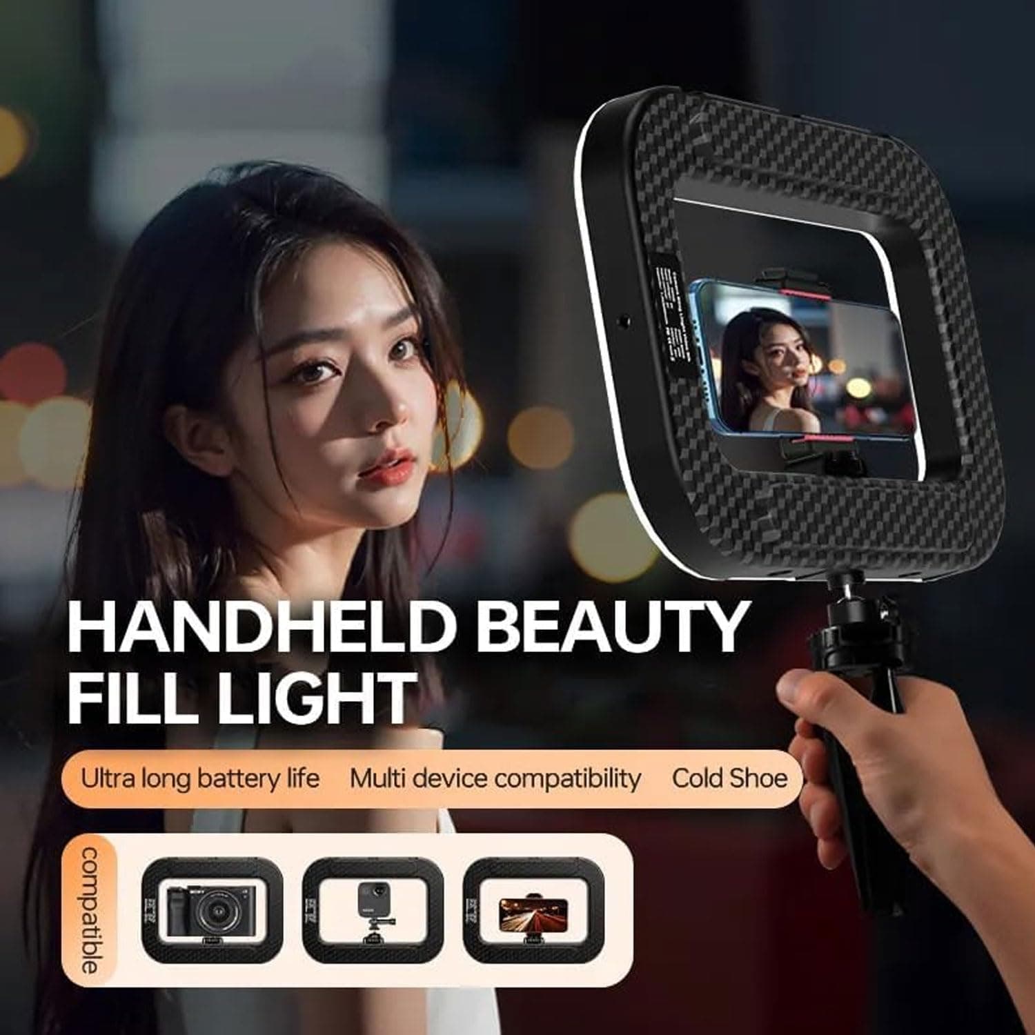 YM200 Rechargeable Handheld RGB Camera Ring Light & Stabilizer Kit With 20W Professional LED Fill Light. — image 3